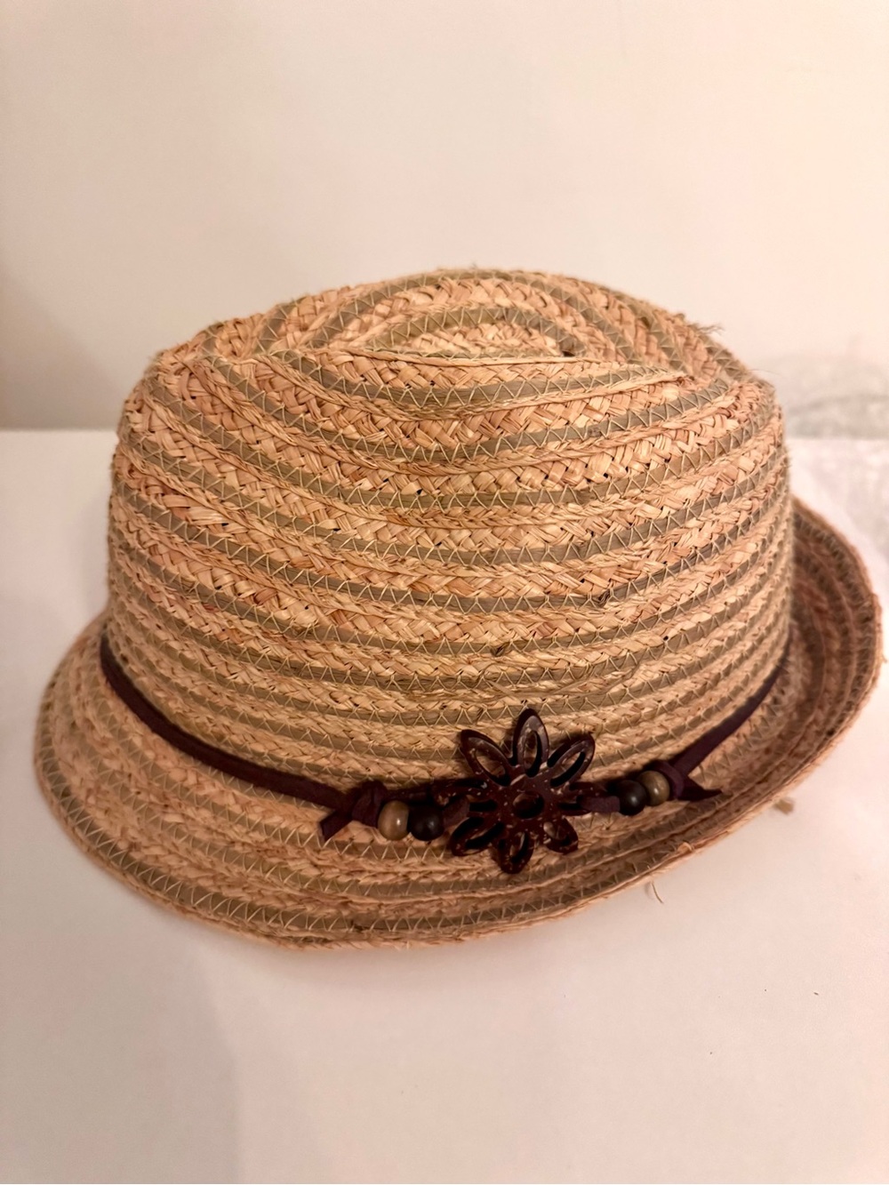 Vintage Scala Pronto Natural Fedora with Wooden Accent